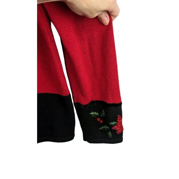 Tiara International Christmas Collection Poinsettia Cardigan Women's Sz XL EUC - Picture 9 of 12